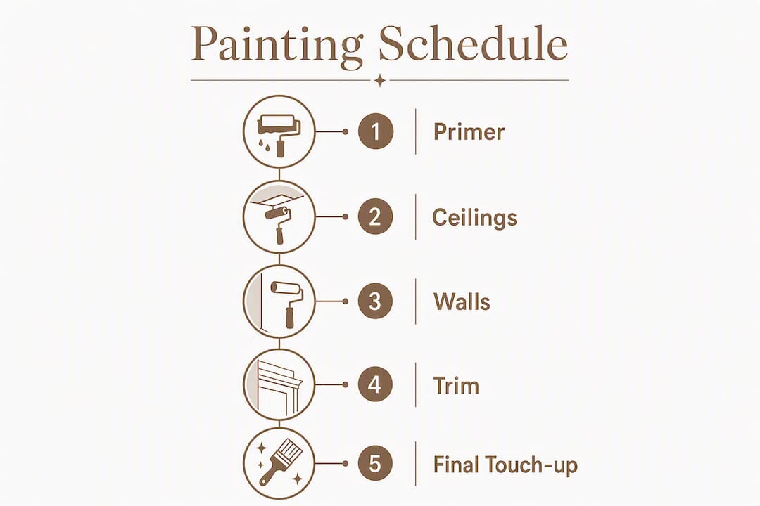 Infographic illustrating new build painting schedule timeline