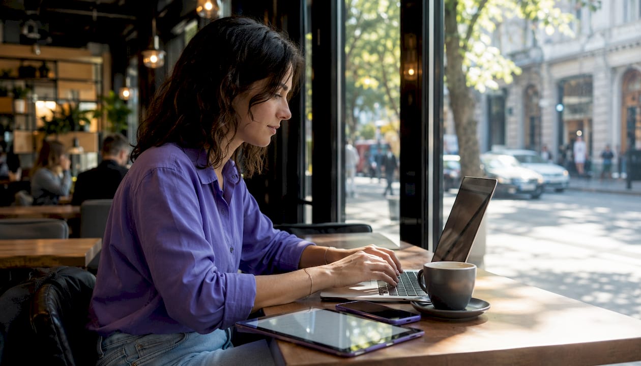 Professionista freelance lavora al computer su un sito WordPress