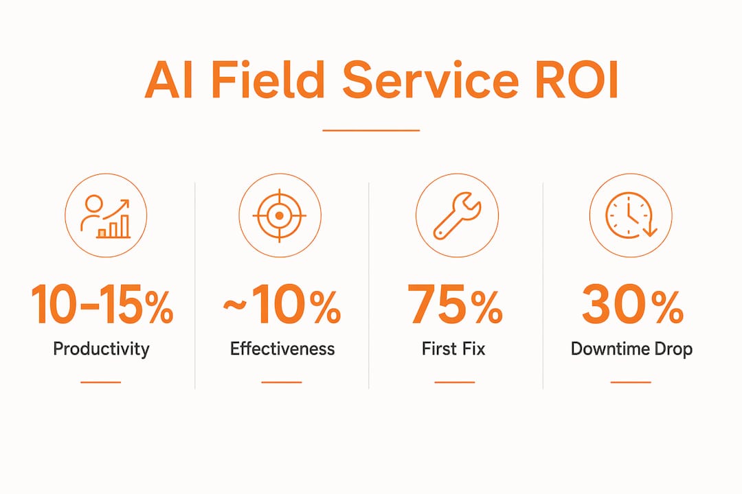 Infographic showing AI ROI statistics in field service