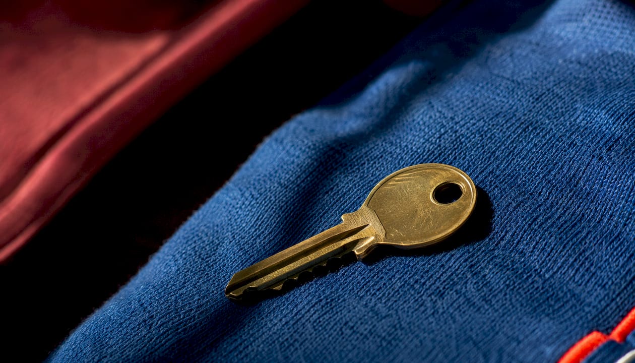 Close-up of basic metal car key