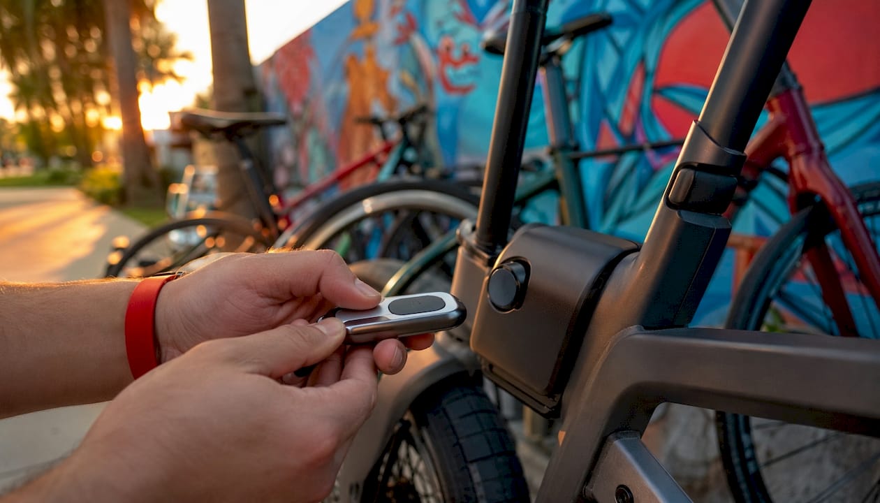 Hand holding smart key proximity fob