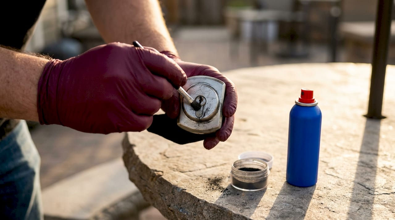 Applying graphite lubricant into lock keyway