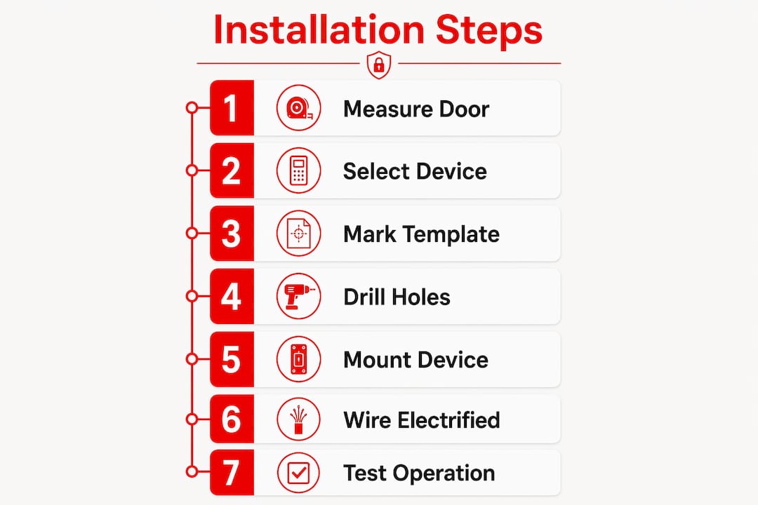 Infographic showing panic bar installation steps