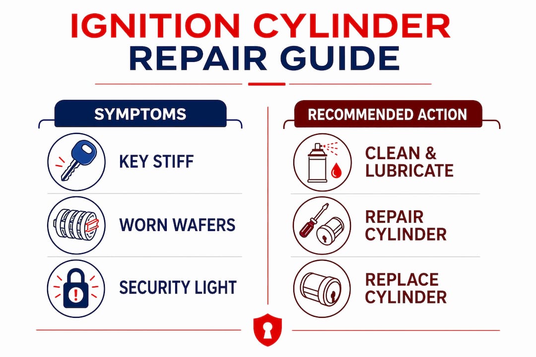 Infographic showing repair symptoms and recommended actions