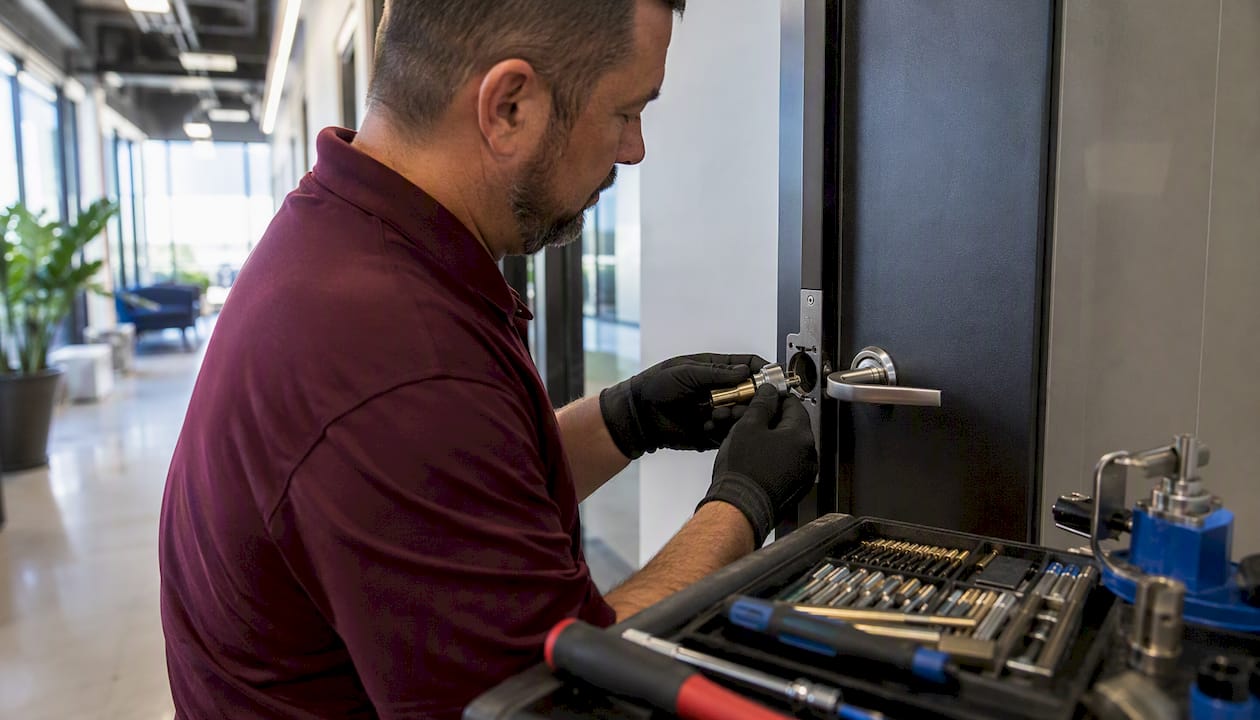 Locksmith installing master key cylinder