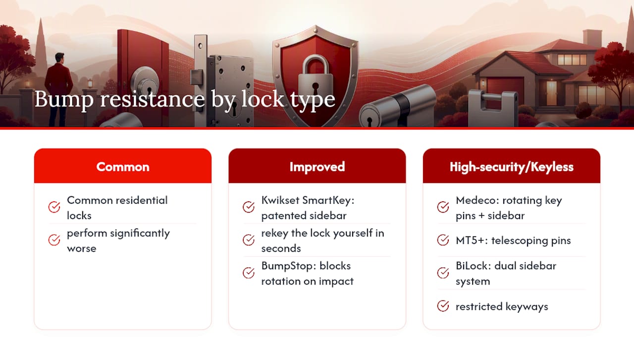 Comparison of residential lock bump resistance features