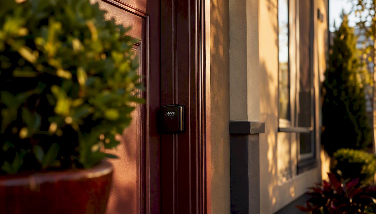 Lockbox with spare key outside apartment