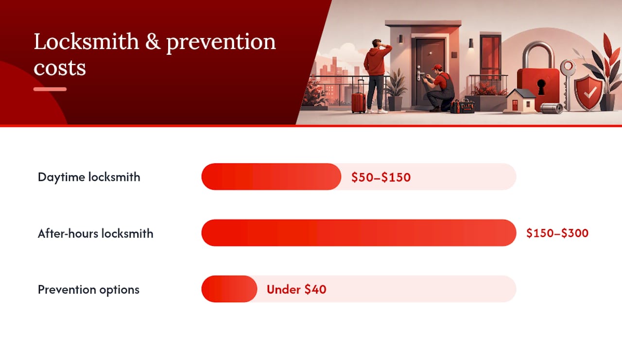 Lockout fees and locksmith vetting checklist infographic