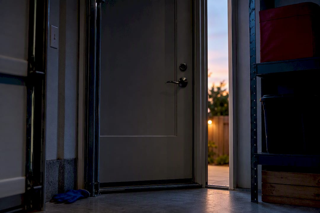 Secured garage side door and frame