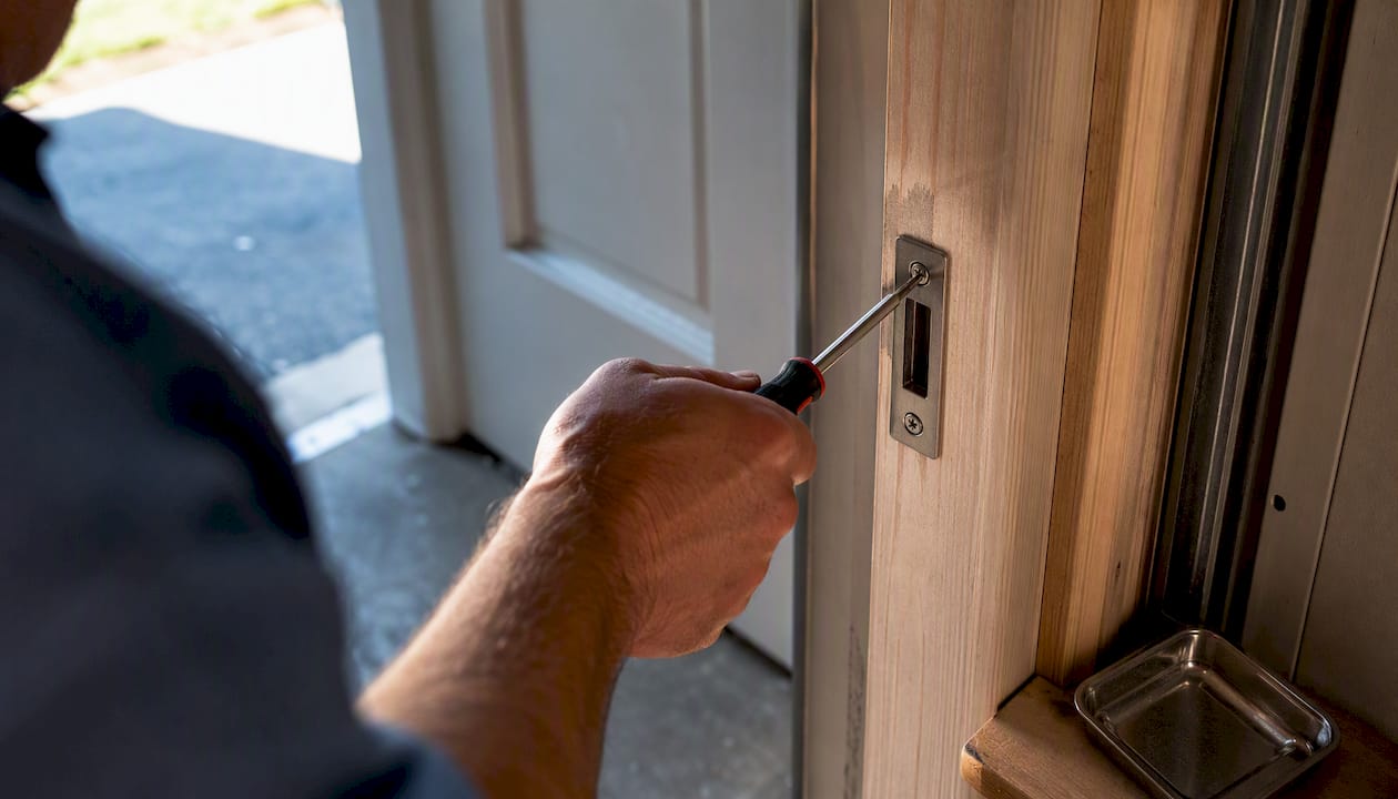 Testing a garage door strike plate screw