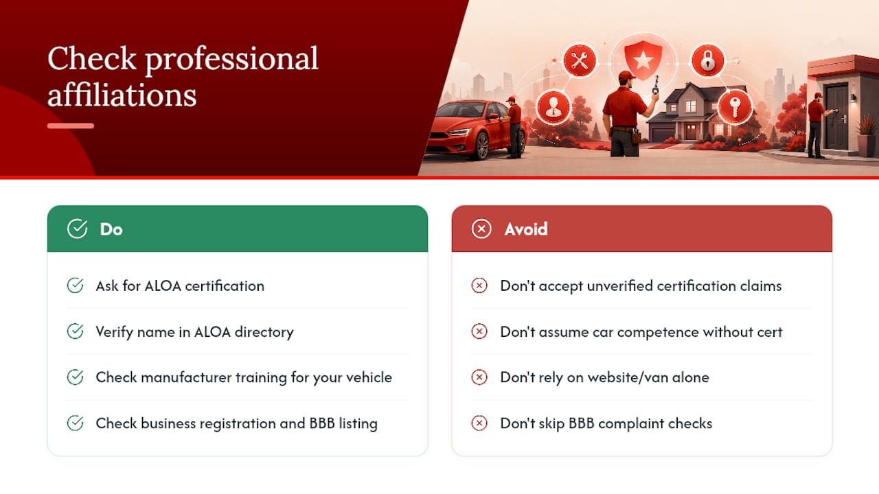 How to Check a Locksmith's Professional Affiliations and Certifications — overview diagram