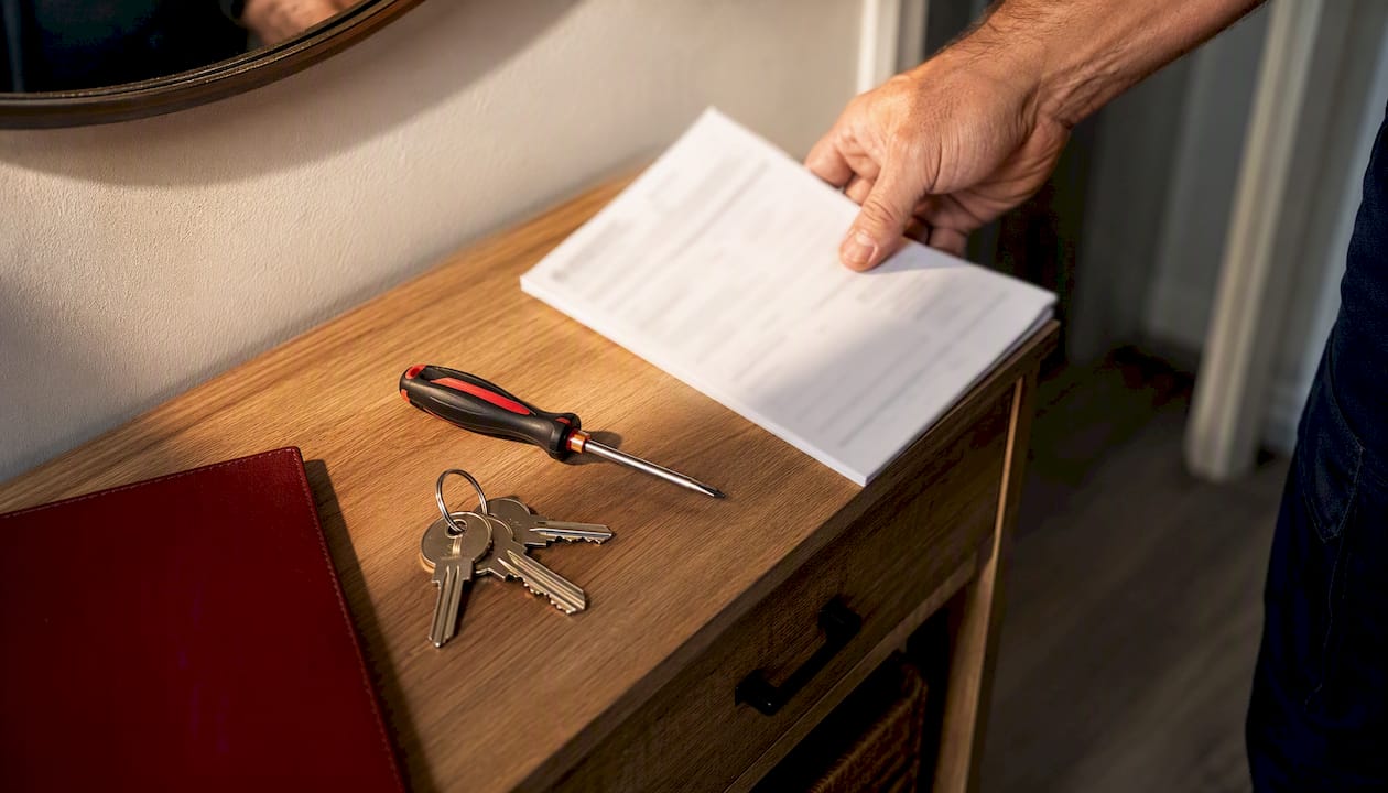 Invoice and keys after lock service
