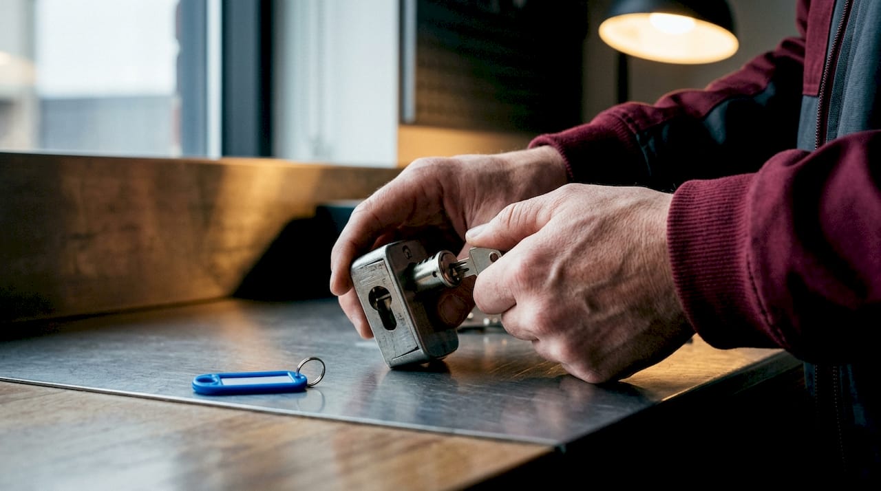 Hands removing an interchangeable lock core