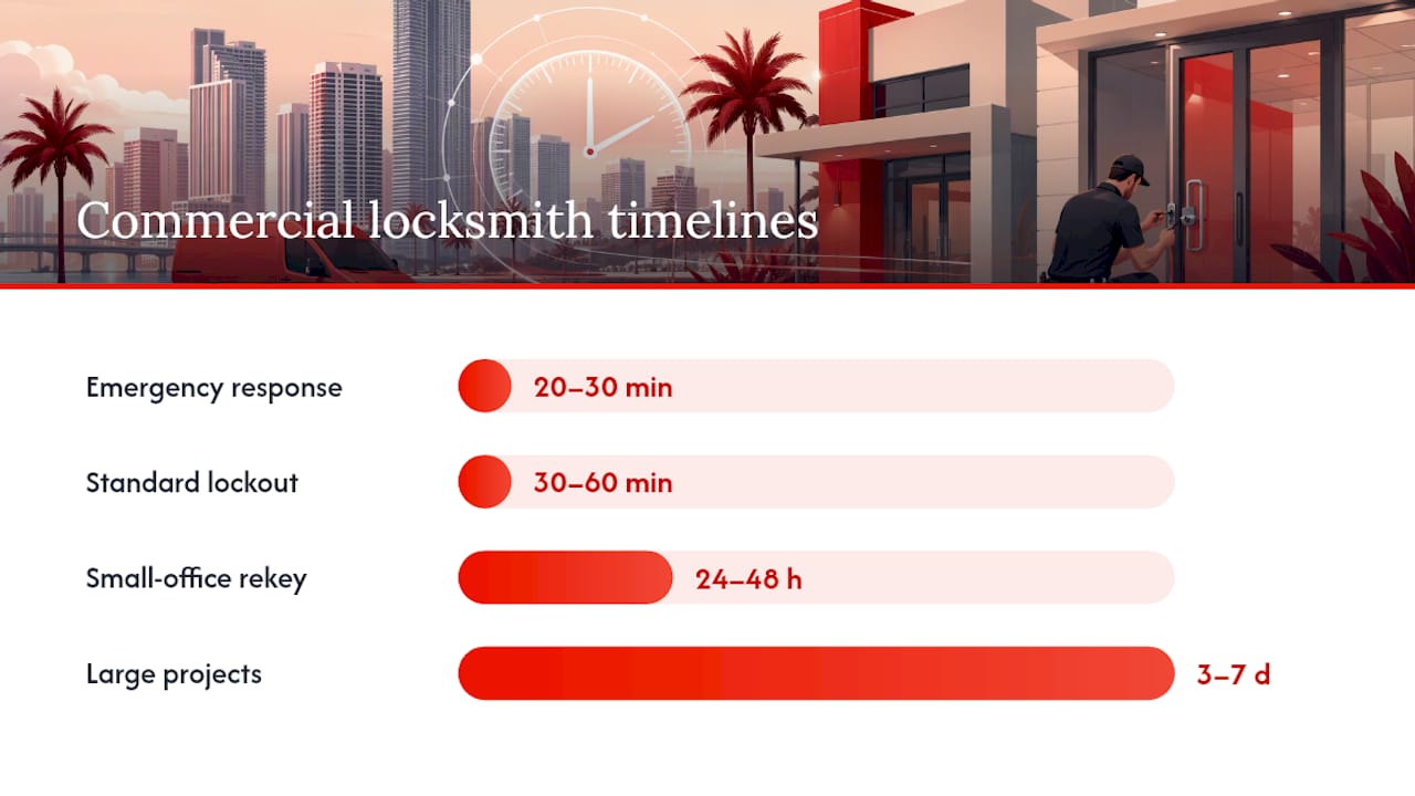 Commercial locksmith response and completion timelines