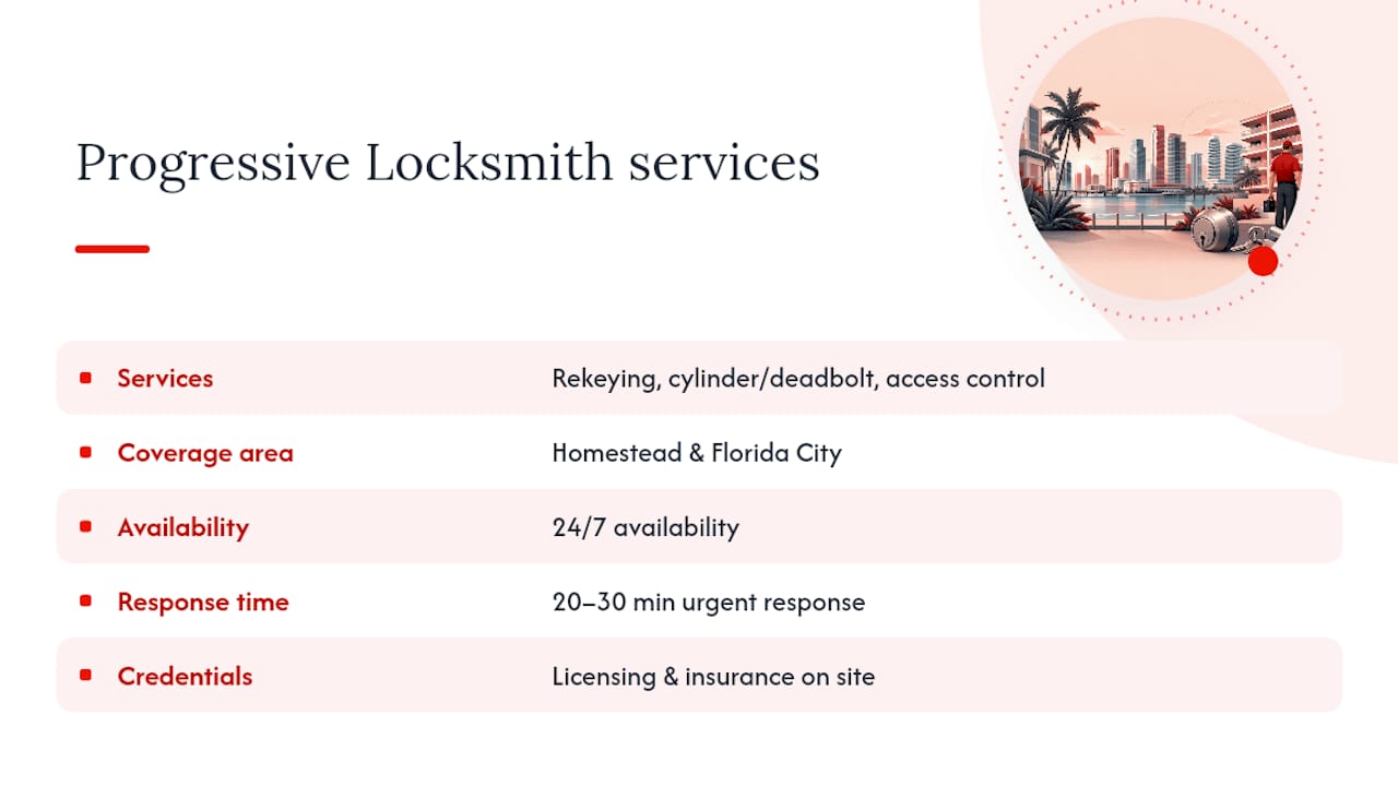 Progressive Locksmith - Cerrajero Miami's Commercial Services — overview diagram