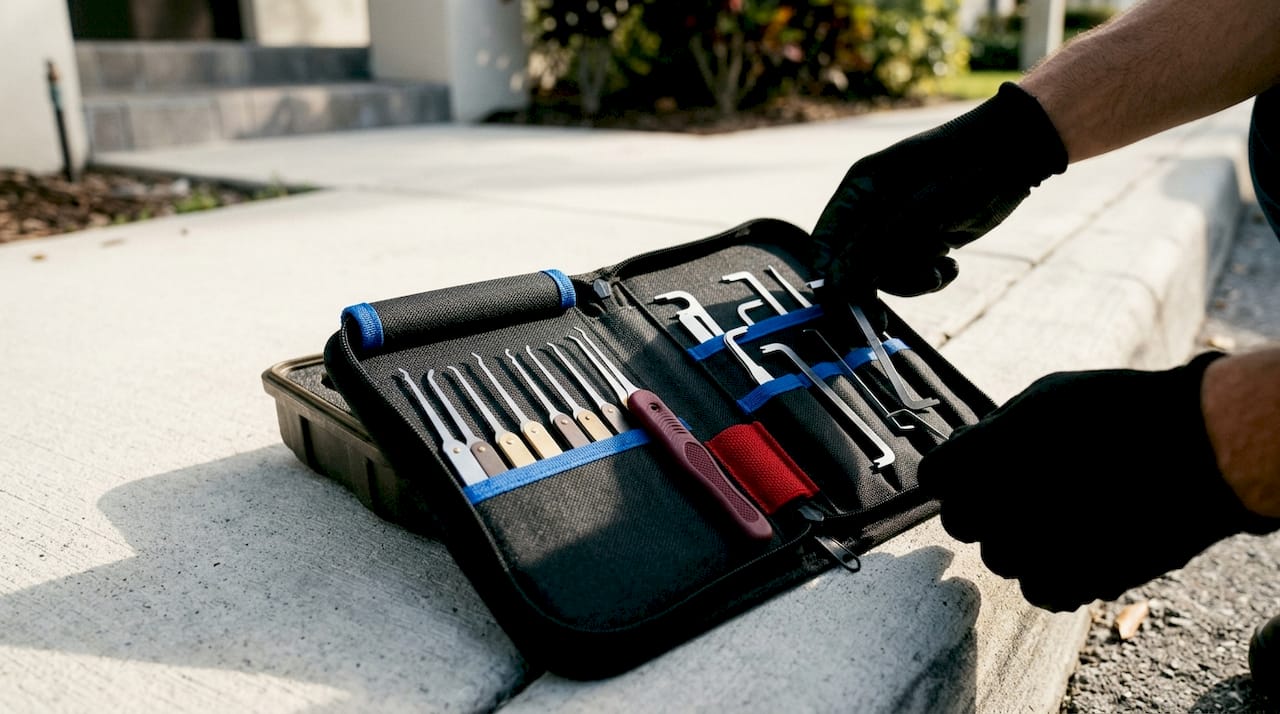 Locksmith selecting non destructive entry tools