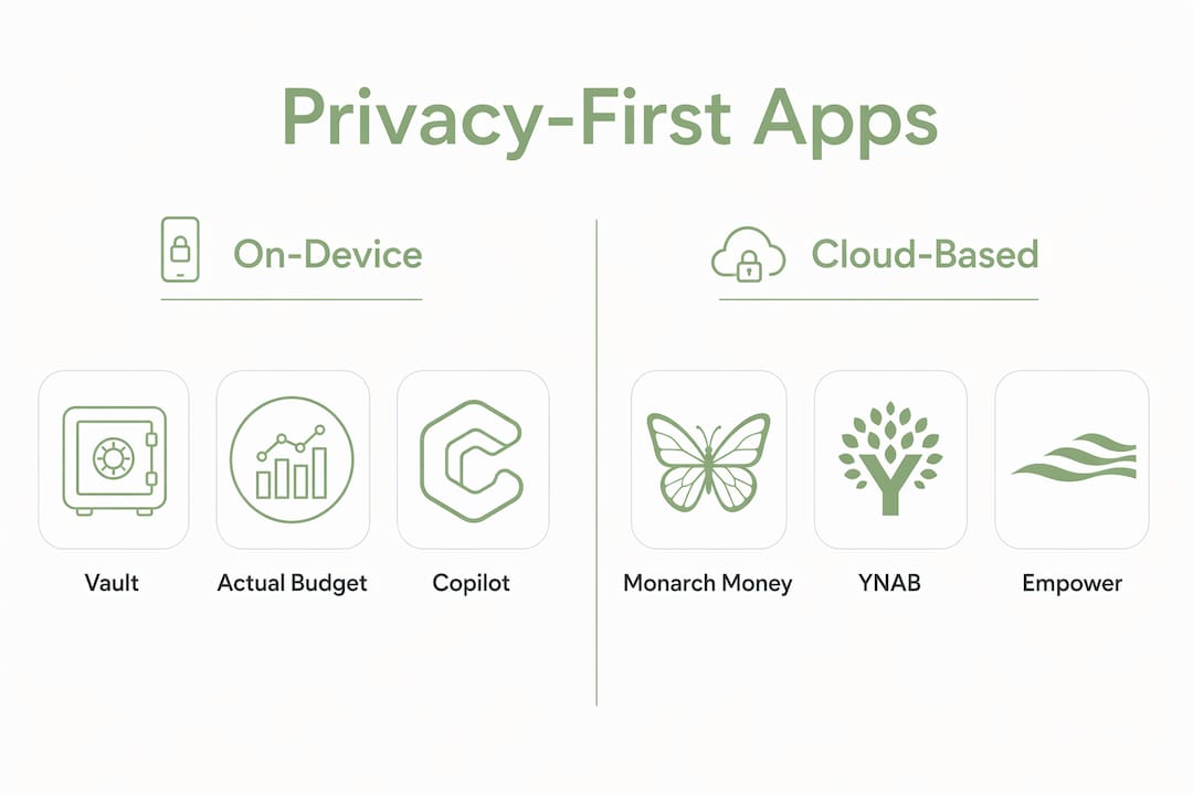 Infographic comparing on-device vs cloud-based privacy apps