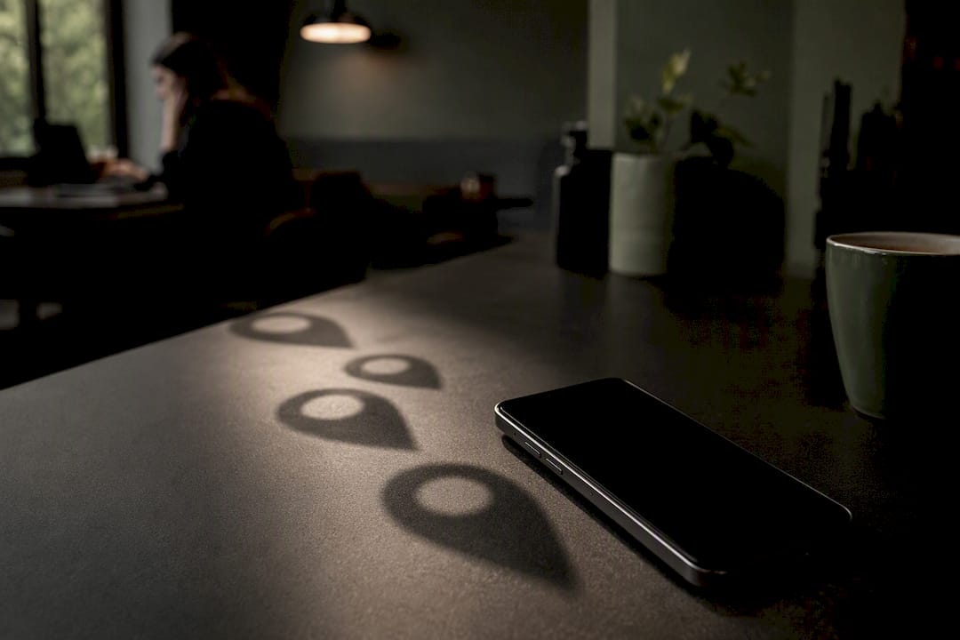 Smartphone with location pin shadows