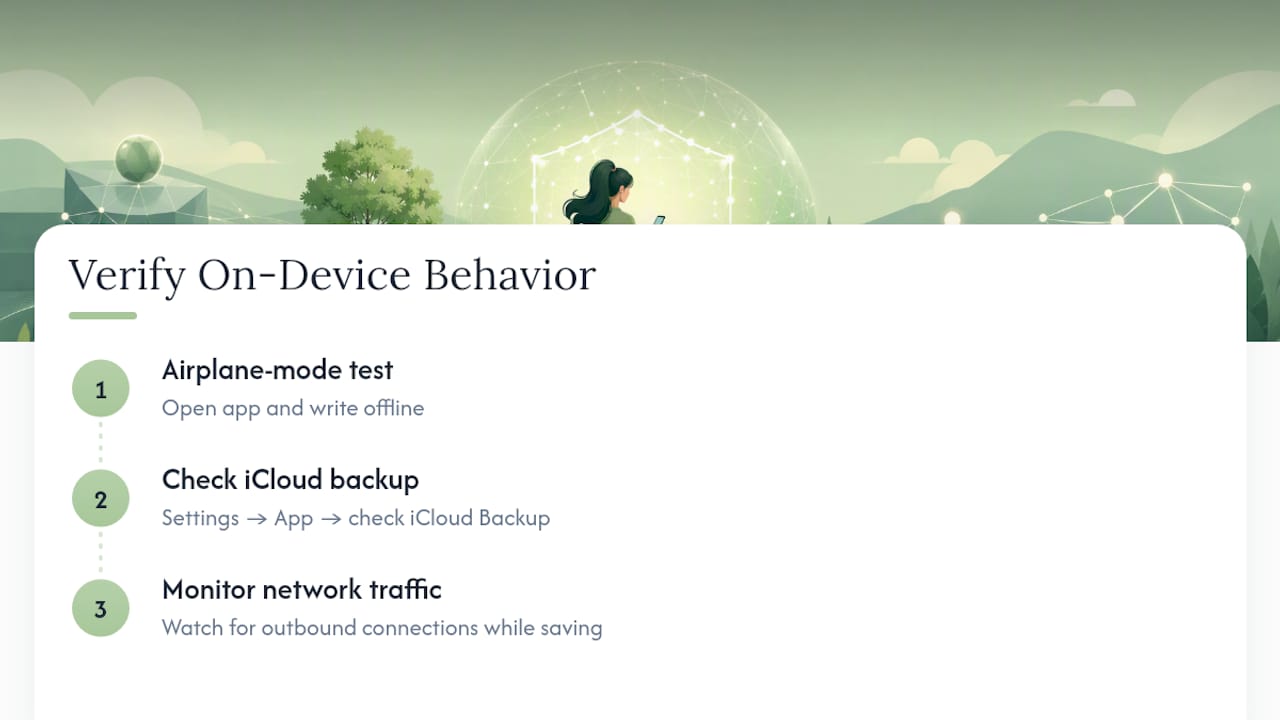 Three checks for verifying on-device journaling
