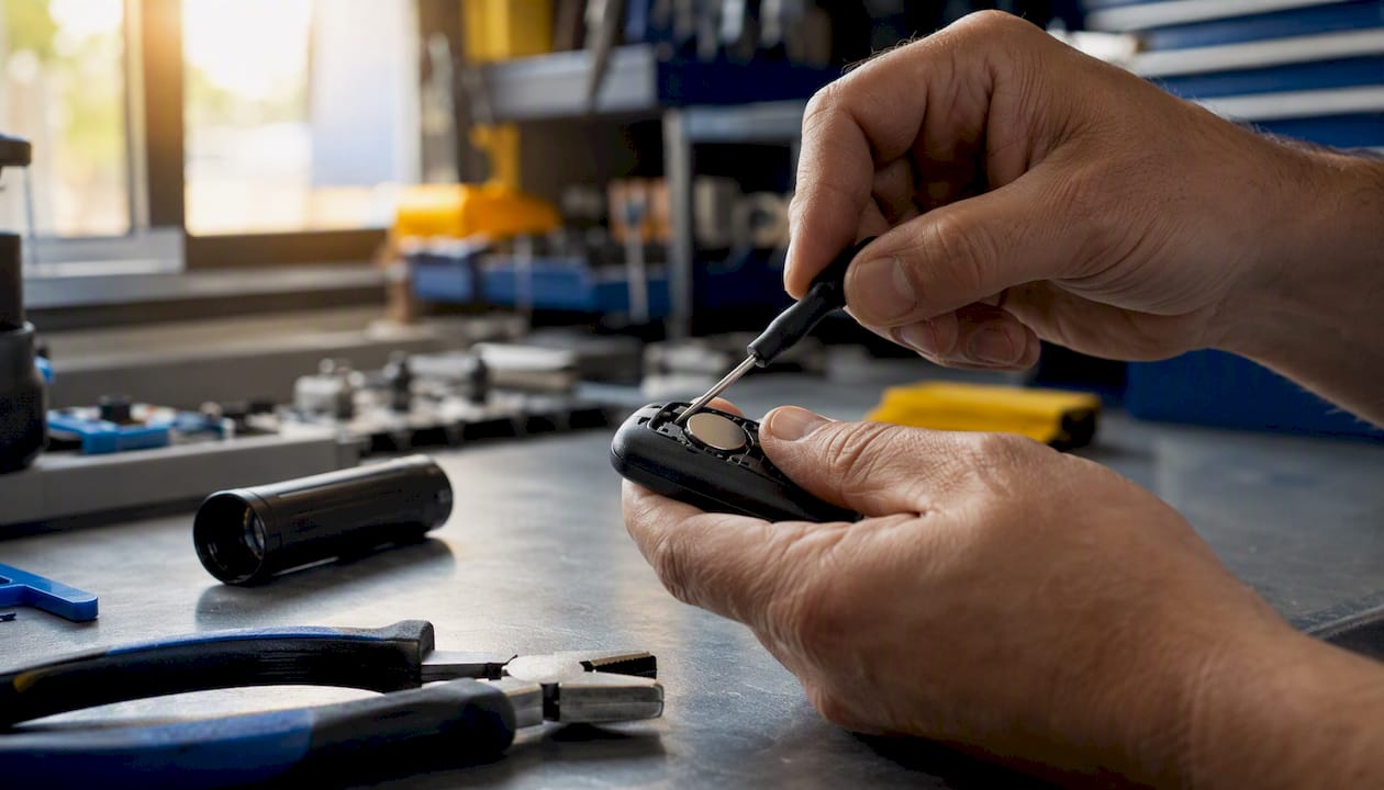 Hand opening car key fob to replace battery