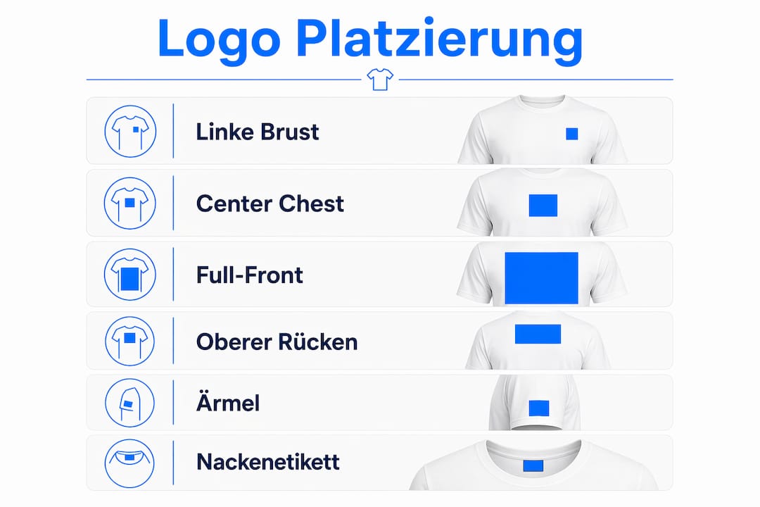 Übersichtsgrafik mit Beispielen zur optimalen Platzierung von Logos und wichtigen Gestaltungsrichtlinien