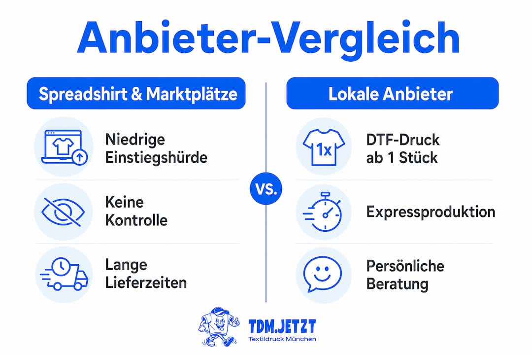 Infografik: Wie schneidet Spreadshirt im Vergleich zu lokalen Anbietern ab?