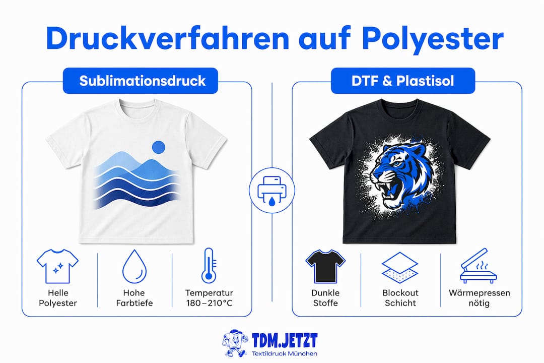 Infografik: Verschiedene Druckmethoden für Polyester im Vergleich