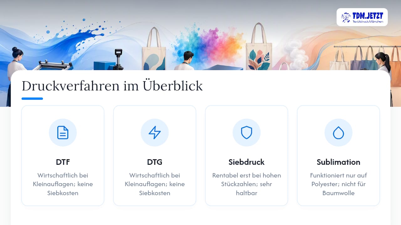 Übersicht der verschiedenen Verfahren im Textildruck – ein Vergleich auf einen Blick