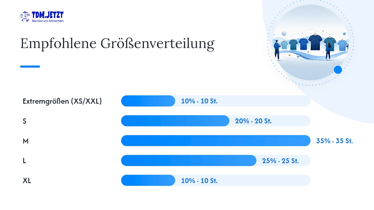 Übersicht über die prozentuale Verteilung der Team-Shirtgrößen