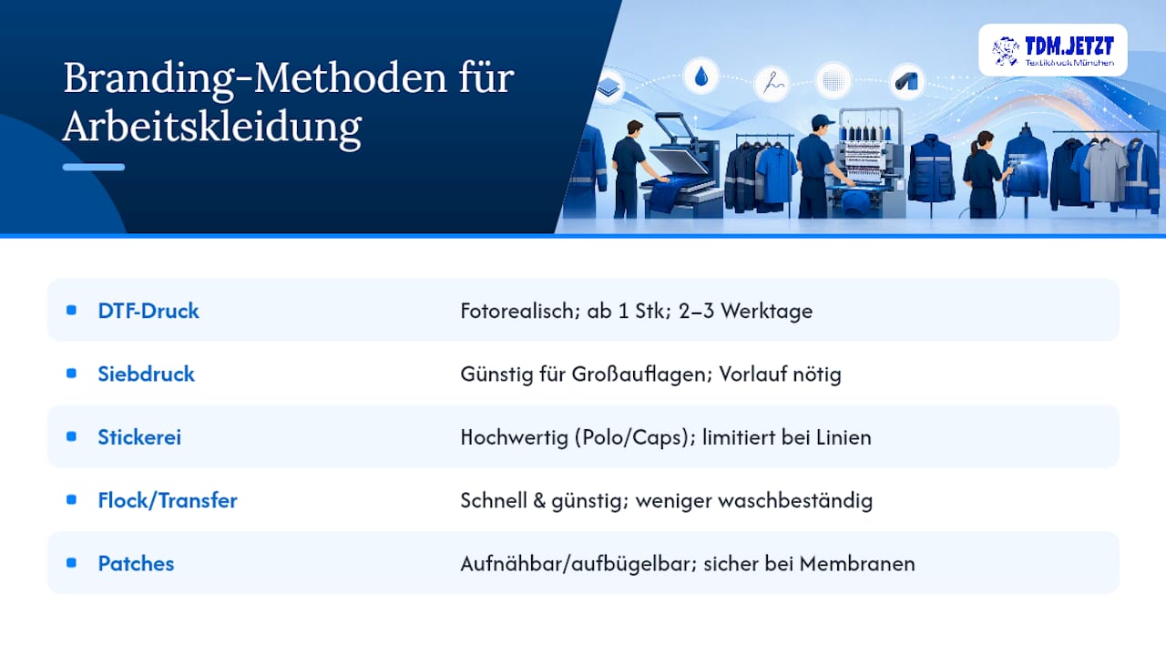 Fünf gängige Methoden zur Veredelung von Arbeitskleidung im Vergleich