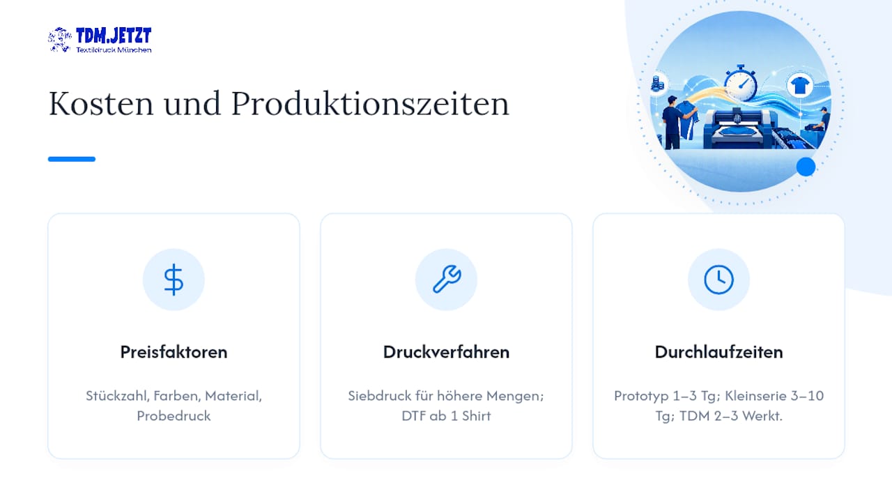 Was kosten bedruckte Sportshirts und wie lange dauert die Produktion? — overview diagram