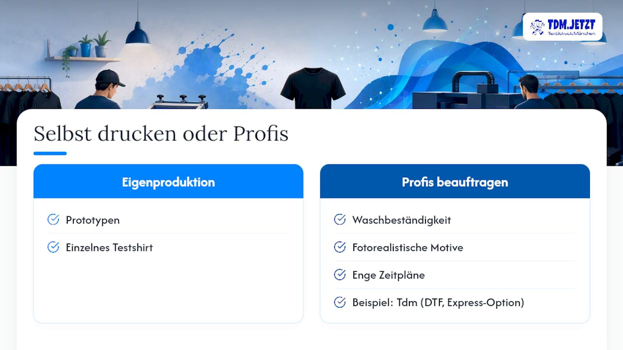 Selbst drucken oder Profis beauftragen? — overview diagram