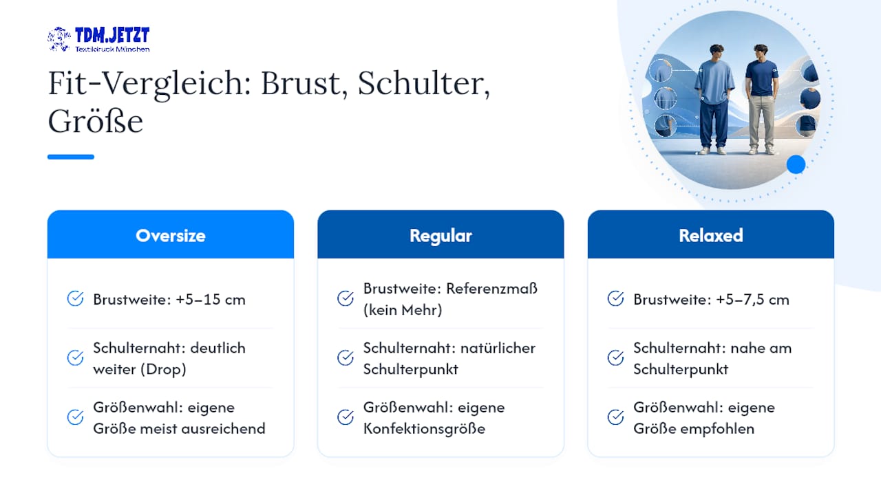 Diagramm zum Größen- und Proportionsvergleich von Oversize- und Regular-Fit