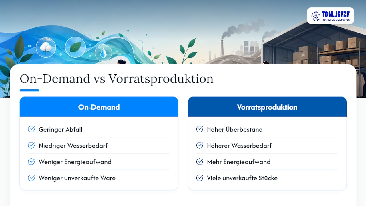 Vergleichendes Diagramm zu Methoden der Textilproduktion