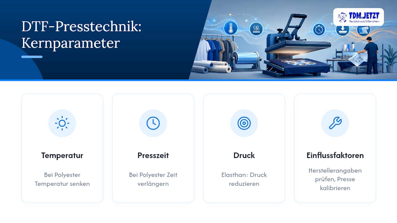 DTF-Presstemperatur, Zeit und Druck