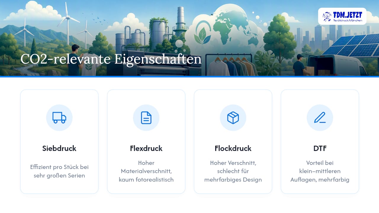 Vergleich der CO2-Emissionen von vier Druckverfahren