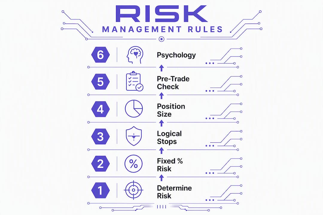 Infographic showing six risk management rules