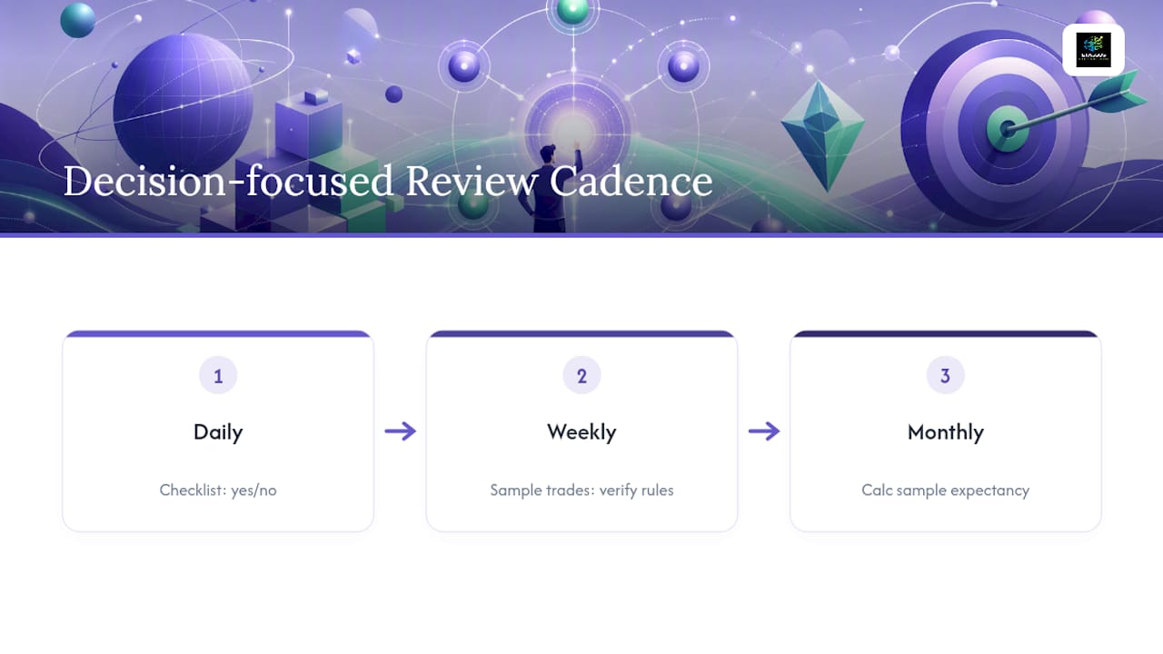 Daily weekly monthly trading review cadence