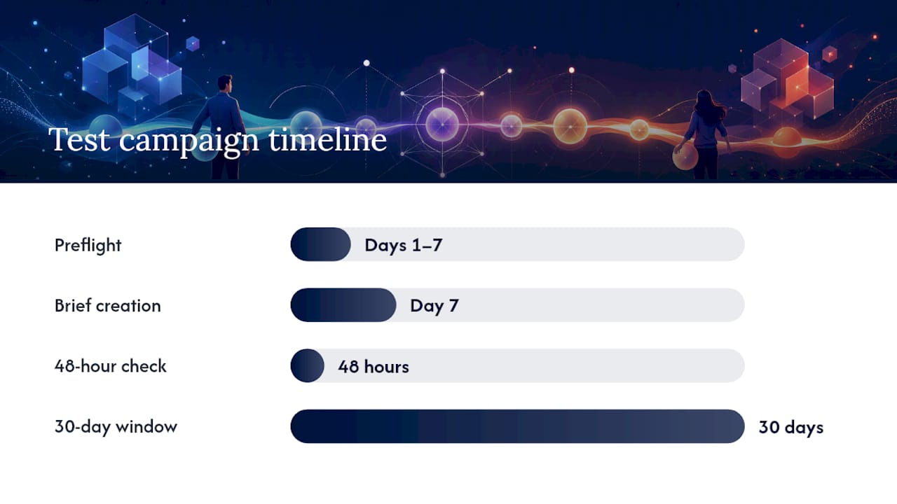 A $10k test campaign playbook you can run this month — overview diagram