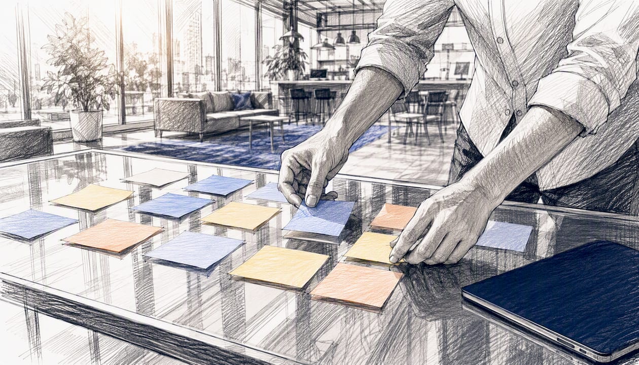 Hands arranging influencer marketing tier cards