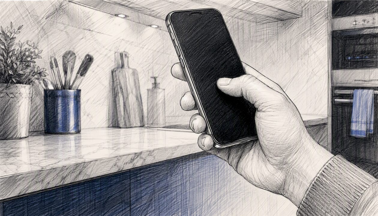 Hand pressing button on smartphone in payment setup