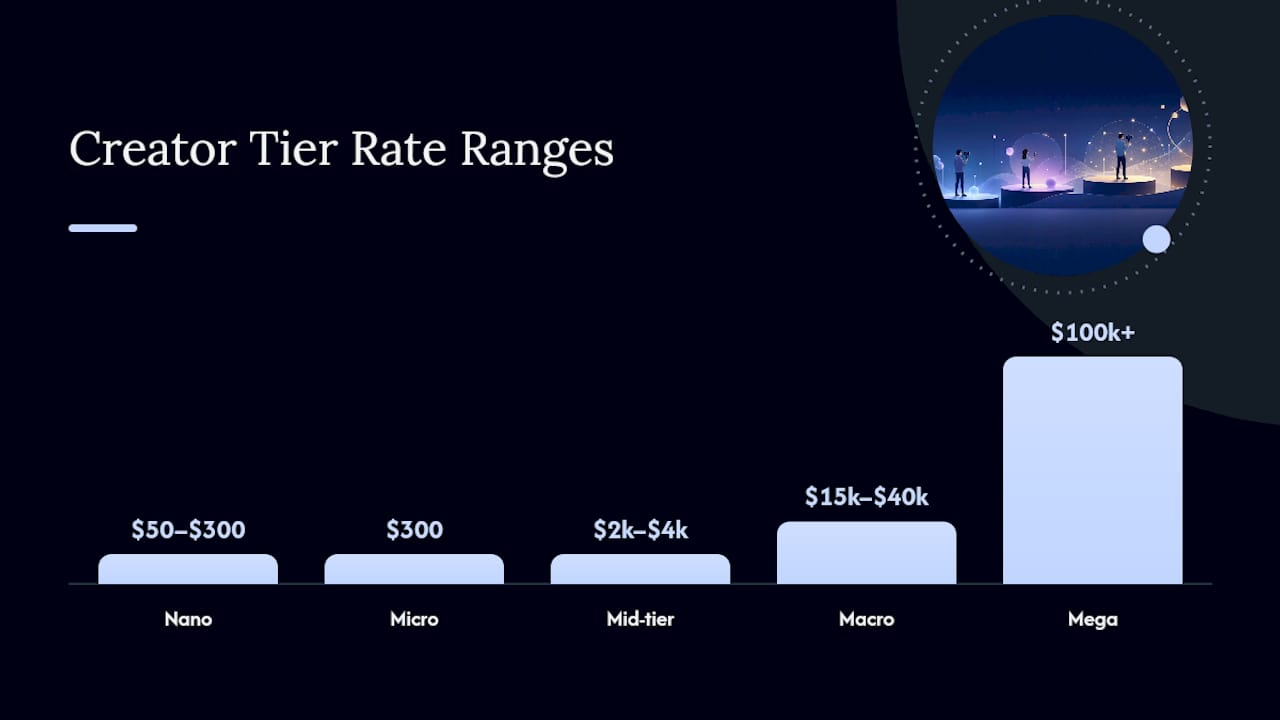 Bar chart of typical creator tier rates per video