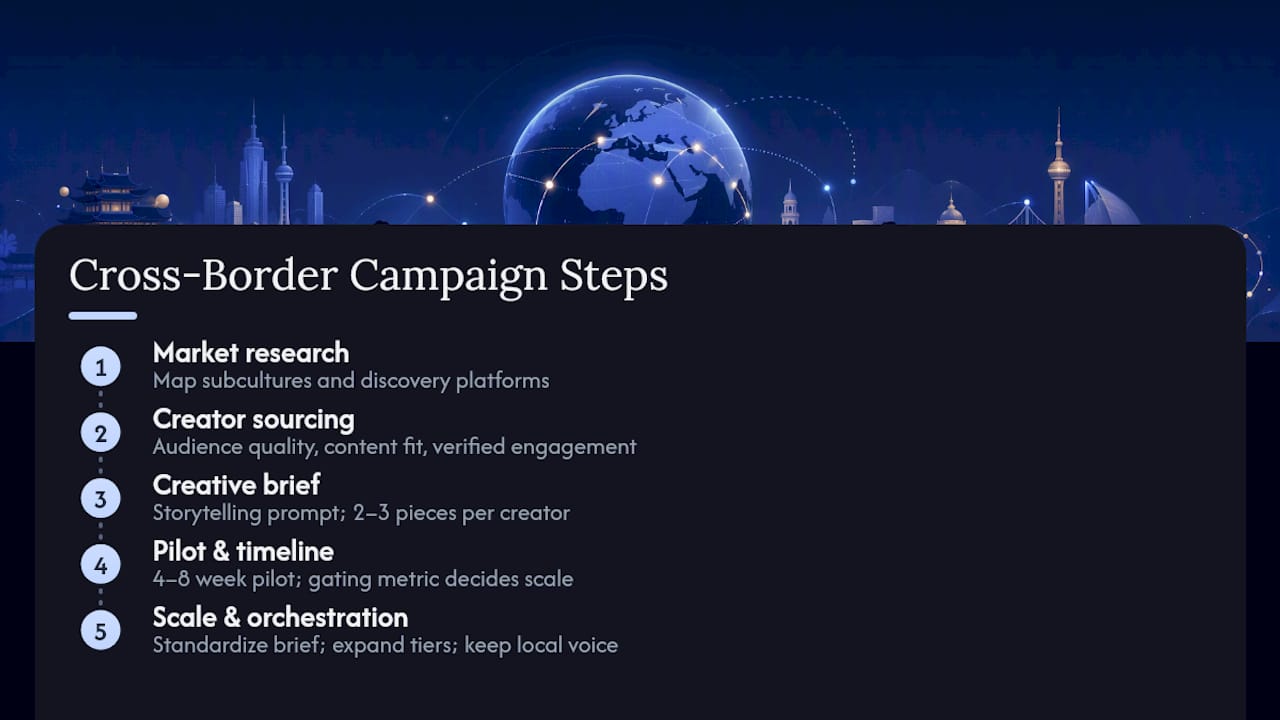 Step-by-step process for cross-border creator campaigns