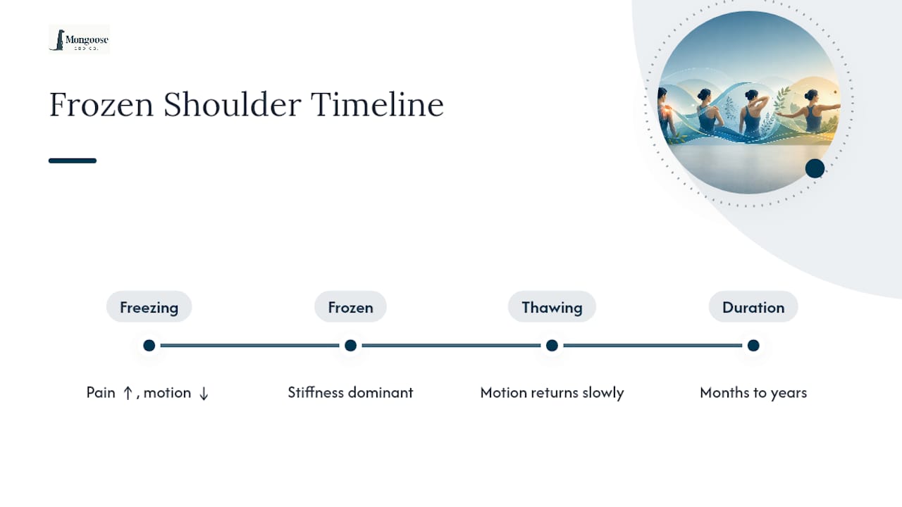 Three stages of frozen shoulder progression