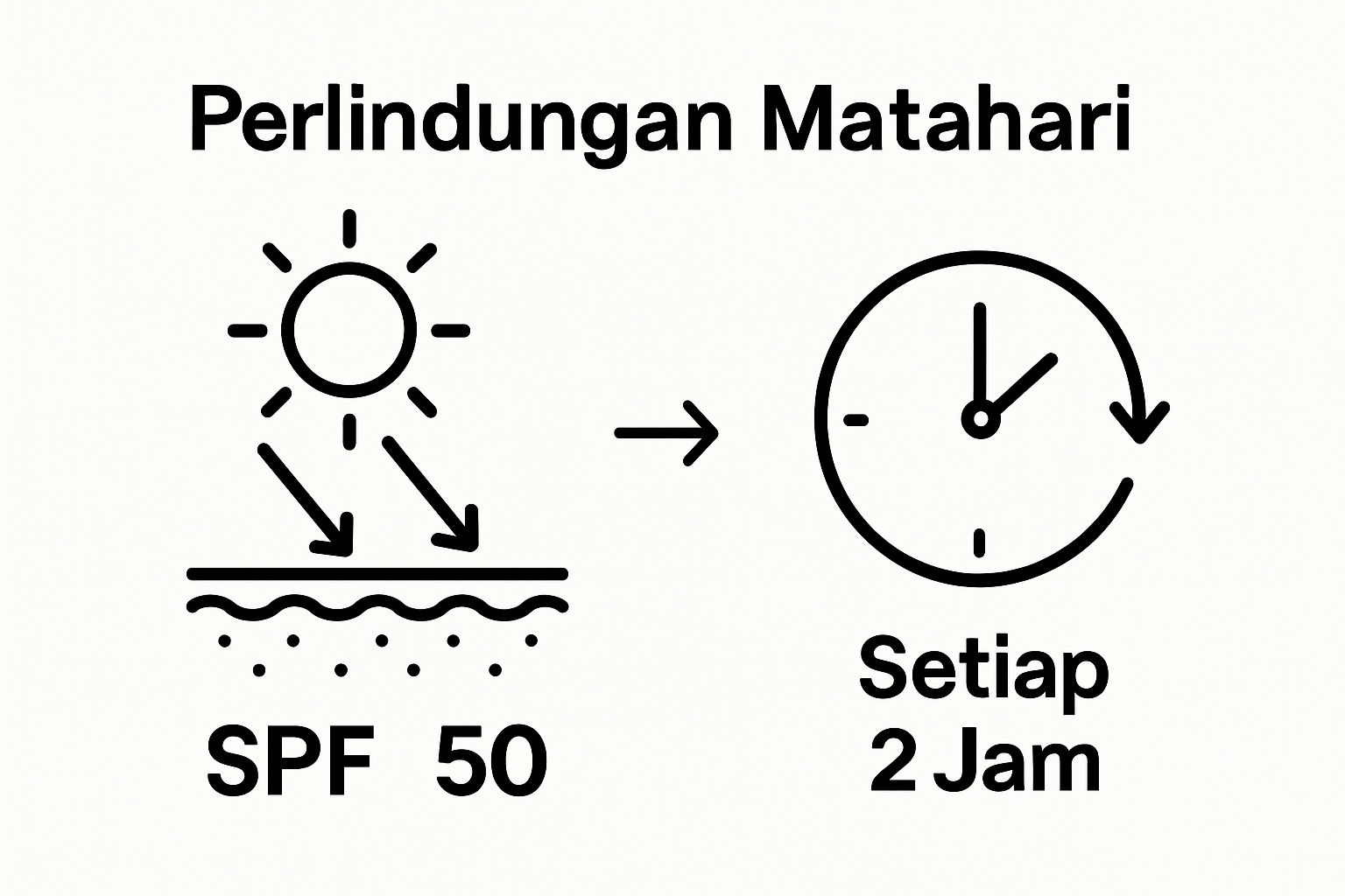 Infographic comparing SPF 15 and 50 with clock illustrating reapplication