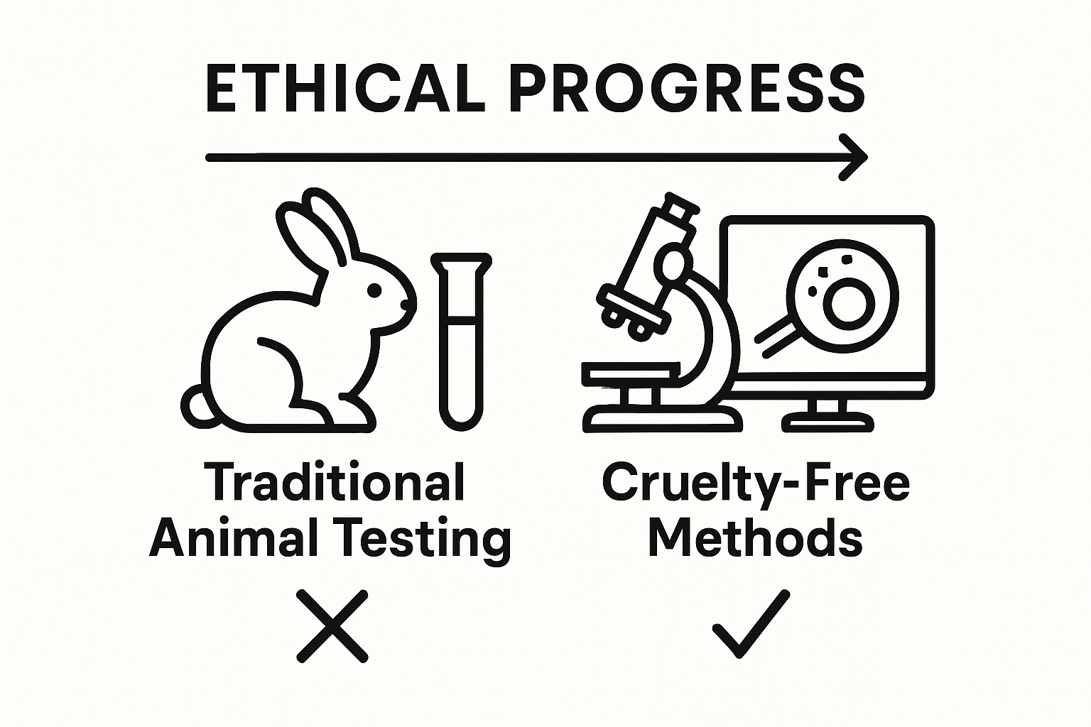 Infographic showing animal testing vs cruelty-free alternatives in cosmetics