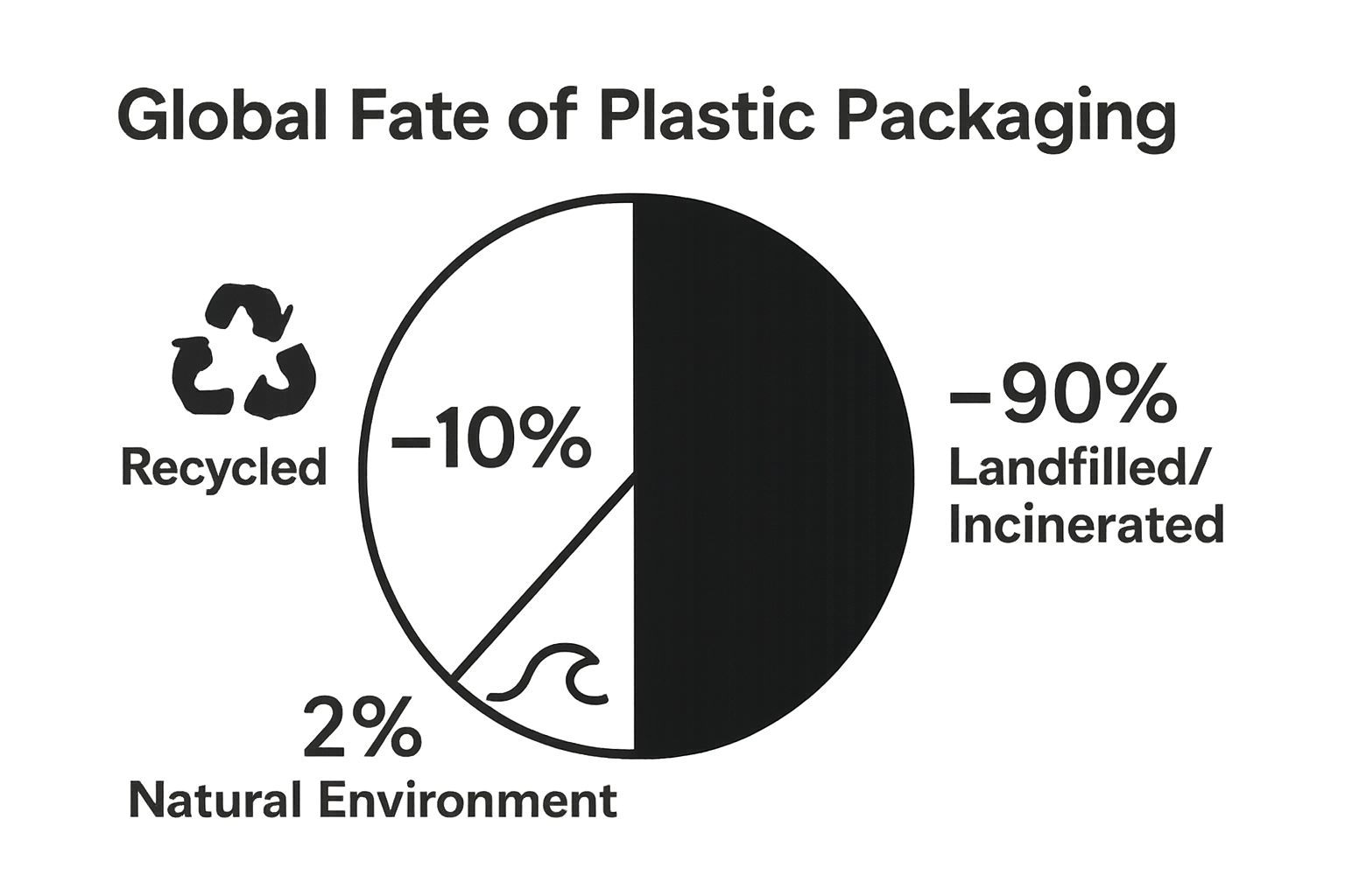 Infographic showing global plastic packaging waste outcomes