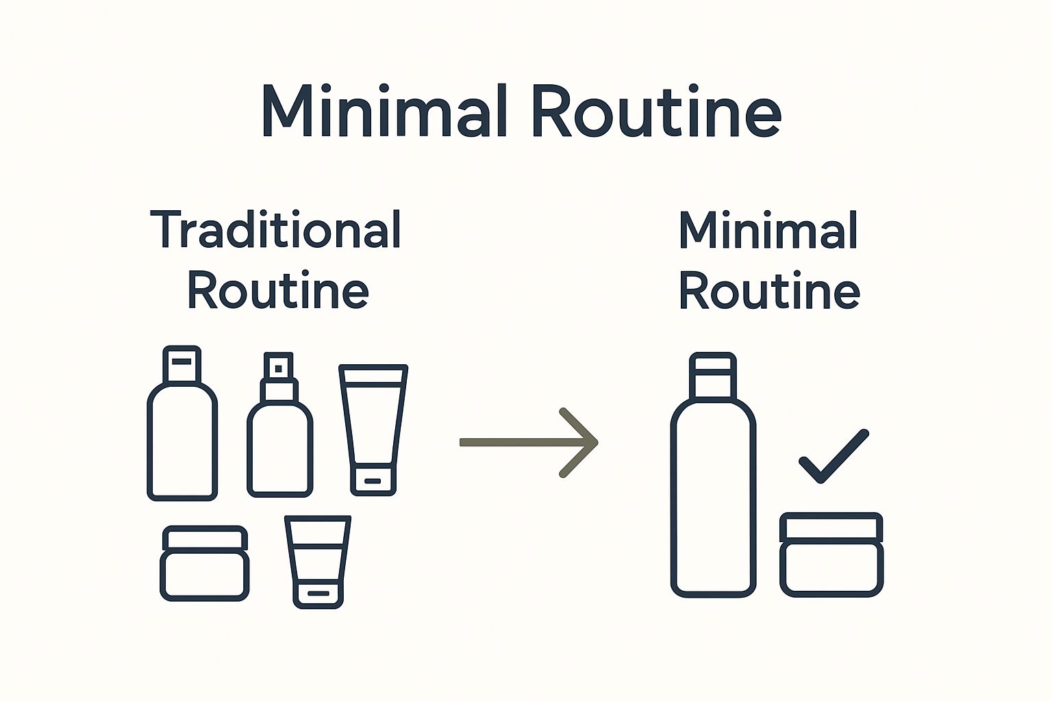 Infographic comparing traditional vs minimal skincare routines