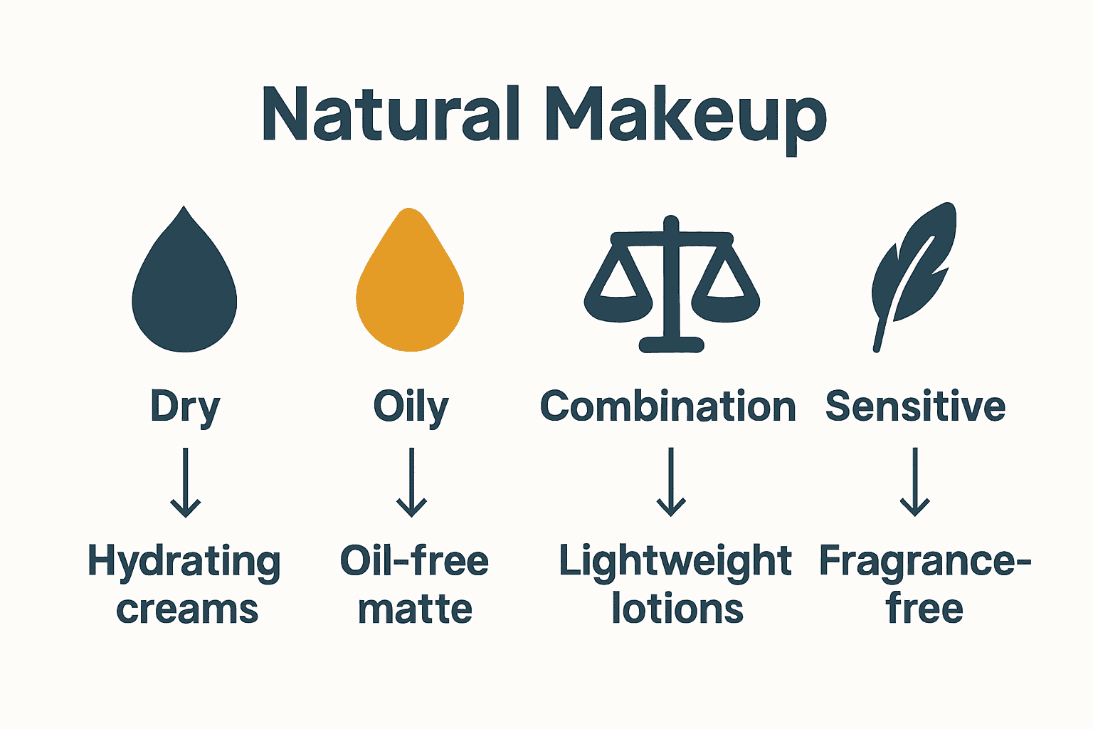 Natural makeup tips for four skin types infographic