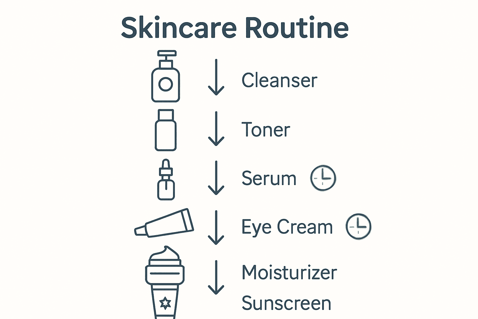 Infographic shows skincare layering order and wait times.